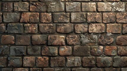 Brick Wall Background. Texture of stained old dark brown and red brick wall background, grungy...