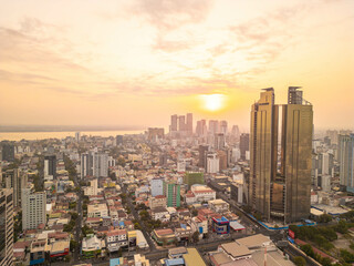 beautiful sunset in Phon Phen, Cambodia
