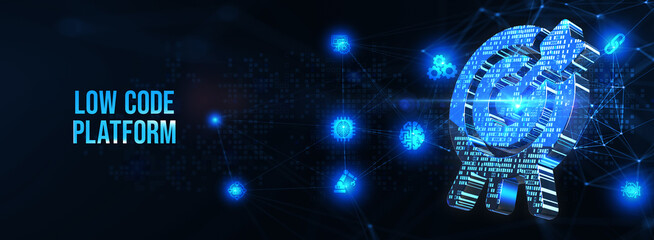 Fototapeta premium Low Code software development platform technology concept. 3d illustration