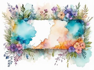 banner, greeting, invitation, celebration card with with Alcohol ink painting, with different colours and flora, copyspace for texts