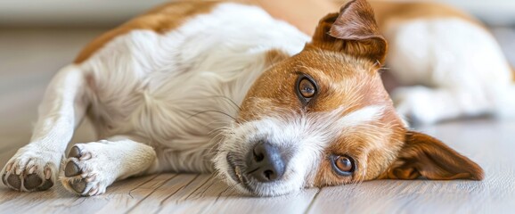 Amidst The Tranquility Of An Asian Domestic Dwelling, A Jack Russell Terrier Revels In The Simple...