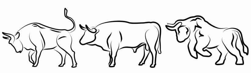 collection of bull logo vector design silhouette illustrations
