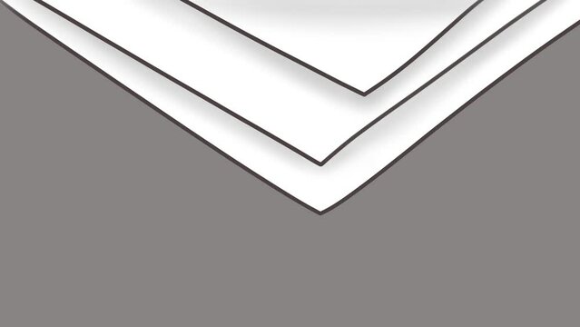 A small stack of three pieces of paper forms a simple animation. Objects stick out with corners from top to bottom.