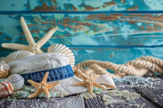 Slider and fountains surrounded by rubber rings, beach chairs, ice cream and umbrellas on a pink background.-3d rendering... Beautiful simple AI generated image in 4K, unique.