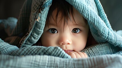 cute baby under a blanket