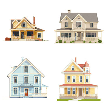 Free vector flat desin house set. minimalist different houses set