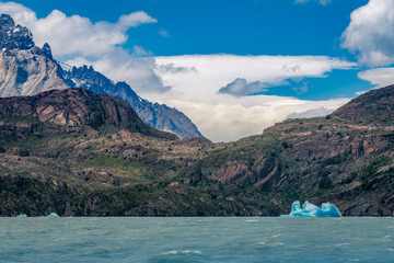 Grey glacier in Torres del Paine National Park, in Chilean Patagonia