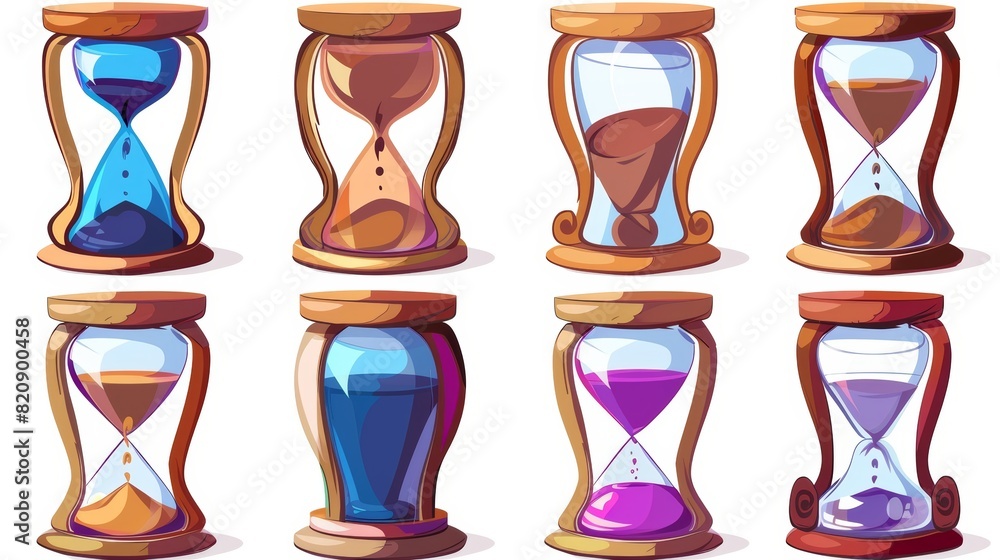 Aufkleber animated hourglass sprite sheet rotating game icon. silhouette of falling sand. graphic design eleme