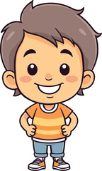 Cute smiling happy face child hand-drawn mascot cartoon character sticker icon concept isolated