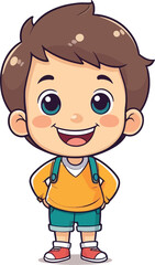 Cute smiling happy face child hand-drawn mascot cartoon character sticker icon concept isolated