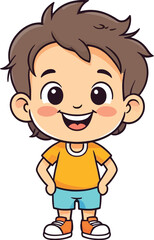 Cute smiling happy face child hand-drawn mascot cartoon character sticker icon concept isolated