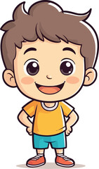 Cute smiling happy face child hand-drawn mascot cartoon character sticker icon concept isolated