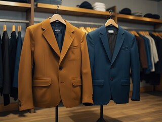 A suit on display in a clothing store