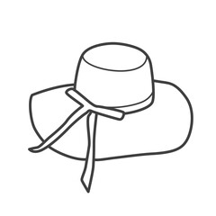 Linear icon of a hat. Simple black and white vector illustration of women's accessory in a minimalist line style. Perfect for fashion and apparel design projects.