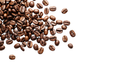 Aroma Symphony: A Pile of Coffee Beans Dance on a White Canvas