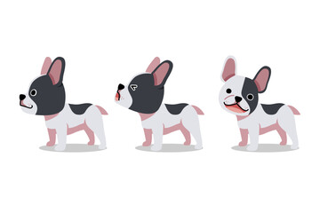 Set of vector cartoon character cute french bulldog for design.