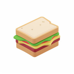 Sandwich icon in 3D style on white background
