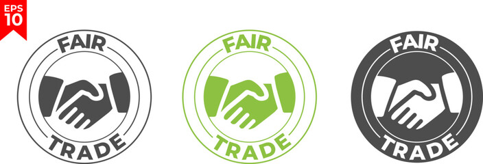 Fair Trade label vector design for company. Handshake sticker.
