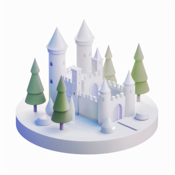 recommend clip art: castle icon in 3D style on a white background
