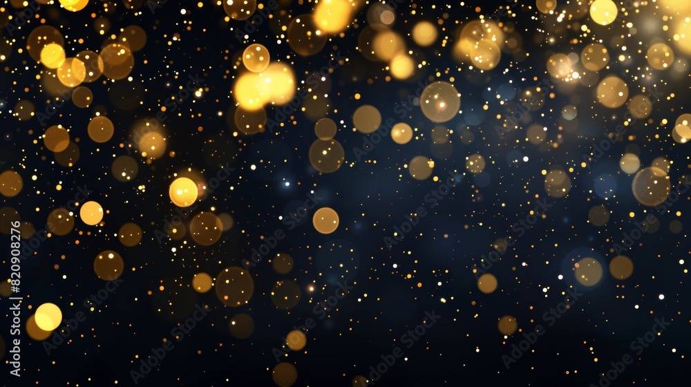 Poster an abstract blur texture of golden sparkles and magic dust on a black and transparent background. mo