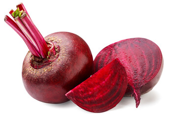 Beetroot, half and piece on a white background. Isolated