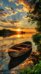 Serenade of a Sunset: Nature's Melancholy Through Warm Colors and Tranquil Waters