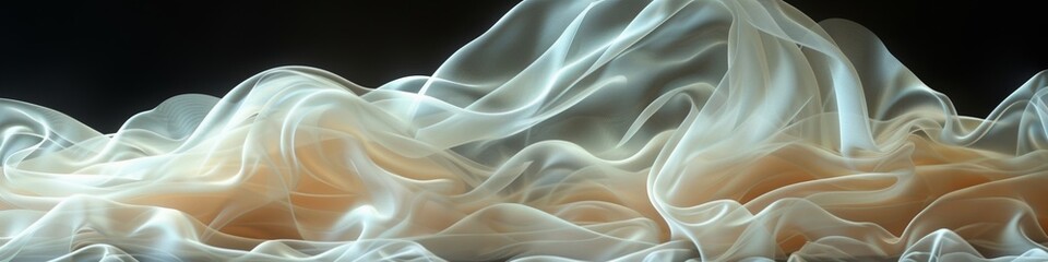 Smooth silk waves create an elegant backdrop, its texture luxurious and delicate, with winding trails