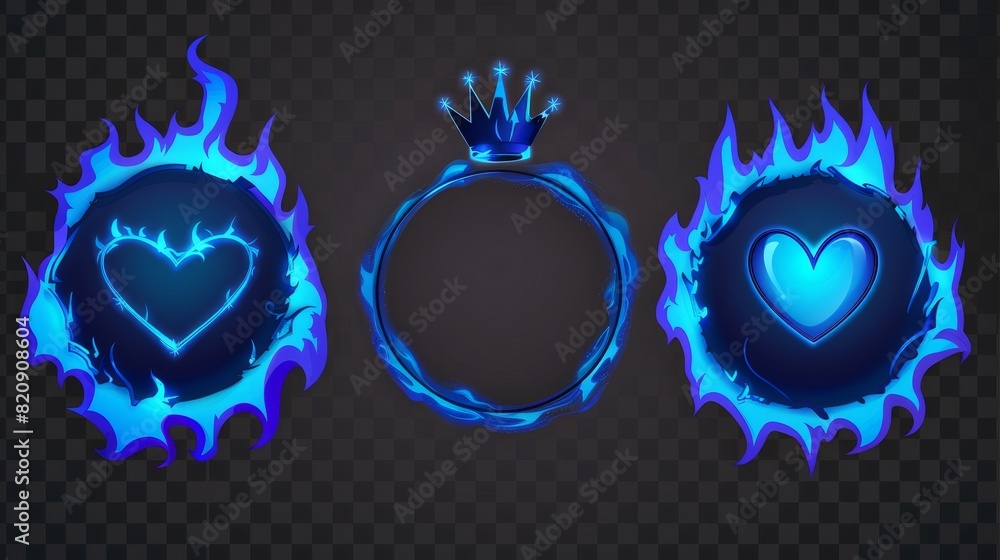 Poster modern border template with realistic burning edge effect. flame set on transparent background with 