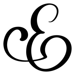 Vector calligraphy hand drawn letter E. Script font logo icon. Handwritten brush style