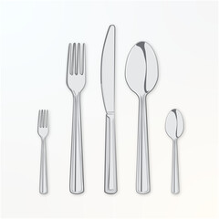 Cutlery Set of Cartoon Forks Spoons and Knife Vector