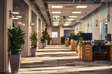 It must be the weekend. Shot of an empty office. generative ai