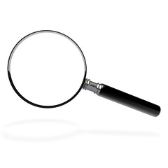 Beautiful magnifying glass a modern search tool used for intricate exploration. Revealing the hidden details and subtle beauty in the minutiae of everyday life. Isolated on white background
