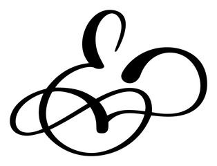 Hand drawn vector calligraphy letter E. Script font logo. Handwritten brush style flourish