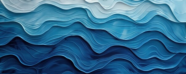 Fototapeta premium A blue and white wave pattern. The blue and white colors are very vibrant and the wave pattern is very dynamic