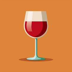 A glass of red wine on a brown background, depicted artistically