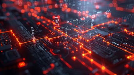 Obraz premium Blockchain diagram combined with digital locks and financial analysis charts