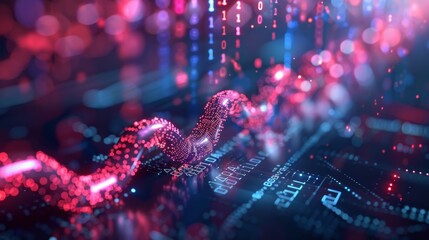 Blockchain diagram combined with system security codes and financial growth charts