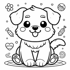 Fototapeta premium Cheerful Pup: Fun Coloring Page for Kids