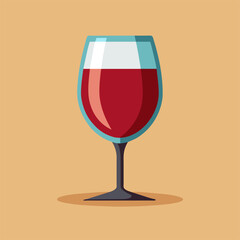 There is a glass of red wine placed on a brown background