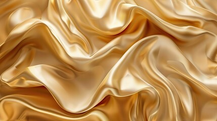 Fototapeta premium Soft golden fabric waves in abstract design