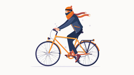 Modern millennial cycler man wearing scarf ride urban