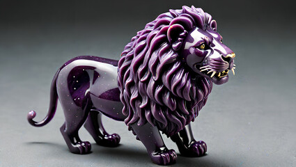 Amethyst lion figurine. Digital illustration.
