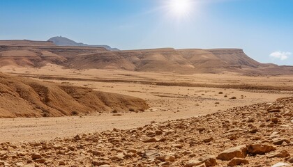barren earth harsh desert landscape under the scorching sun