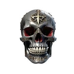 Human head skull. Isolated on white background. Digital illustration.