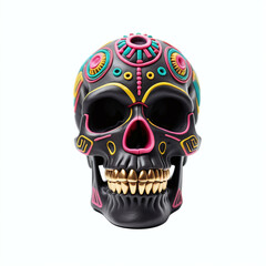 Skull made of Playdough. Isolated on white background. Mayan art style, Digital illustration.