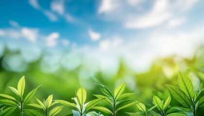 world environment and earth day abstract blurred green and blue sky nature background