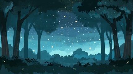 Obraz premium Enchanted forest with glowing branches lighting up the night.