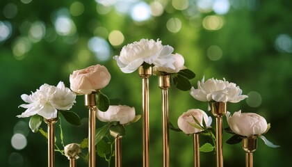 creative deco with flowers on a green background