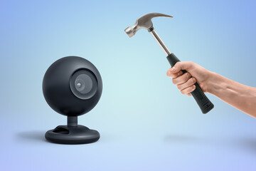 Webcam facing a raised hammer