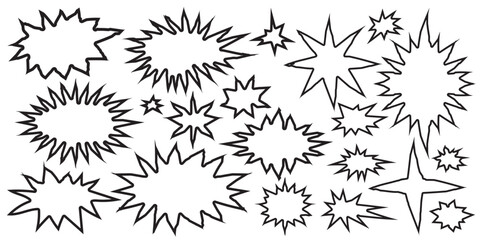 A set of hand-drawn stars in the grunge style. Vector illustration.